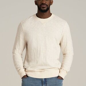 American Tall Sunwashed Slub Crewneck for Tall Men in Ivory White Size LL / Extr